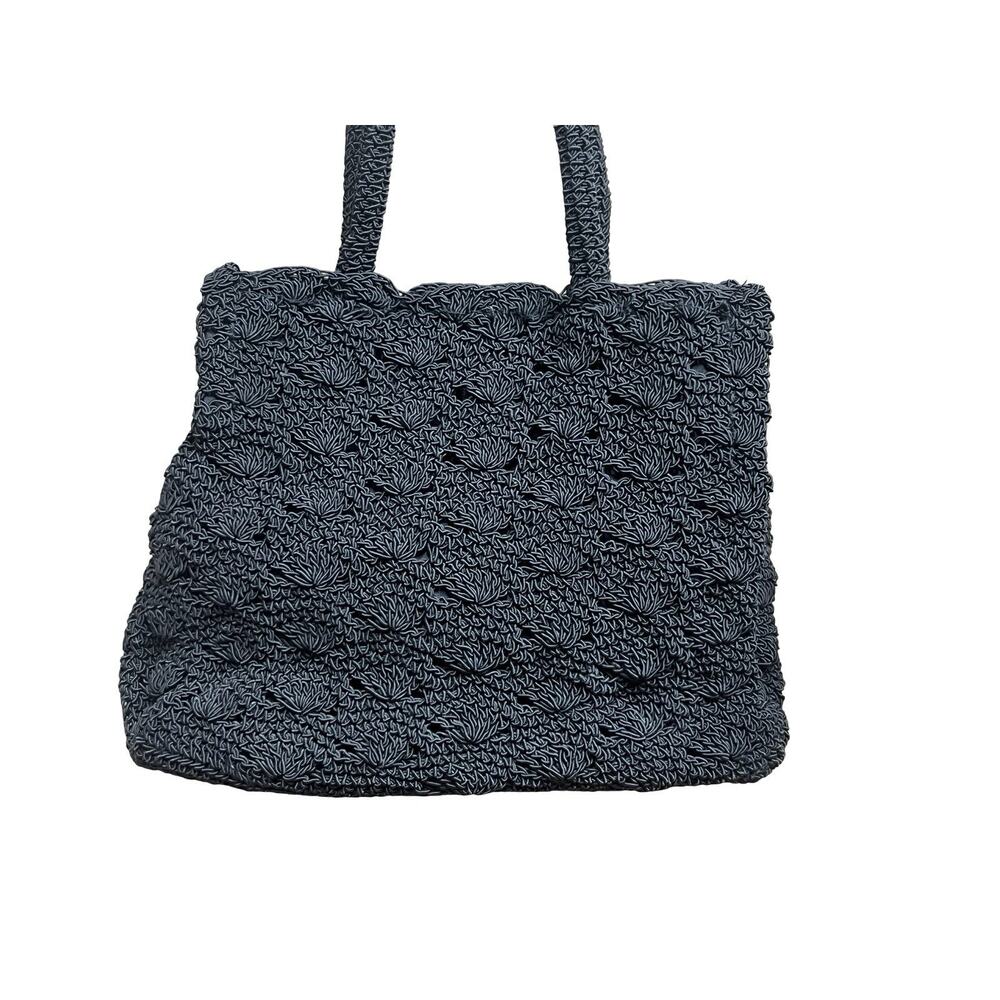 Vtg 90's y2k Festival Cottagecore Boho Black Woven Crochet Satchel Purse